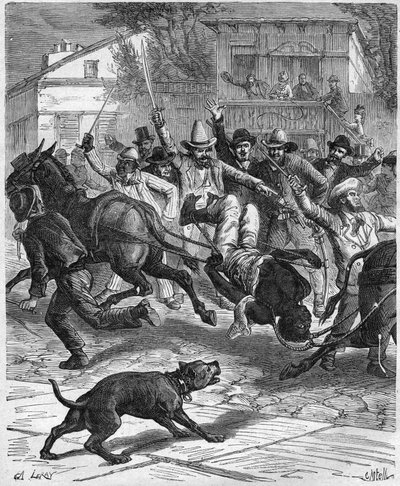 Linciaggio di un barbiere a Osceola nel 1887 - Linciaggio di un barbiere a Osceola Missouri, Stati Uniti nel 1887 da Unknown artist