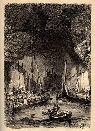 Grotte di Morgat - Grotte marine di Morgat - Finistère - Bretagna - incisione in "PATRIE - DESCRIZIONE PITTORESCA DELLA FRANCIA IN 6 VOLUMI DI LUCIEN HUARD" - fine XIX secolo da Unknown artist