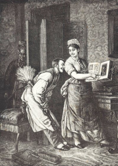 Cameriera che si prende delle libertà e ascoltata dalla padrona di casa da Unknown artist