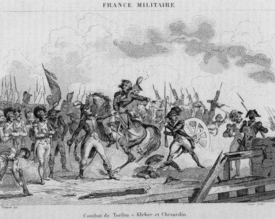 Truppe di Magonza guidate dal Generale Kleber e dal Colonnello Shevardin durante la Battaglia di Torfou in Vandea da Unknown artist