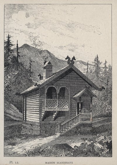 Casa scandinava - incisione del 1889 in 