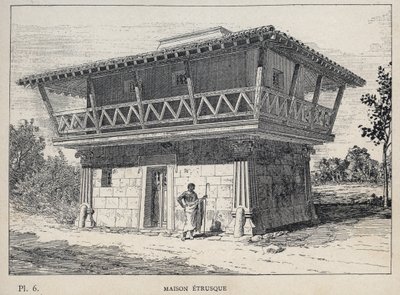 Casa etrusca - incisione del 1889 in "Storia dell