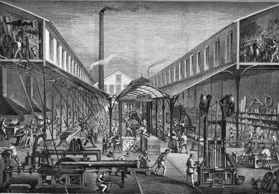 Grandi industrie del XIX secolo: officine di costruzione per segherie e macchine utensili, di M. Arbey a Parigi nel 1865 da Unknown artist