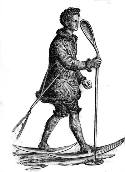 Uomo in costume tradizionale khanty (khante o ostiak) che caccia ermellino. I Khanty sono un popolo finno-ugrico che vive nella Siberia occidentale da Unknown artist