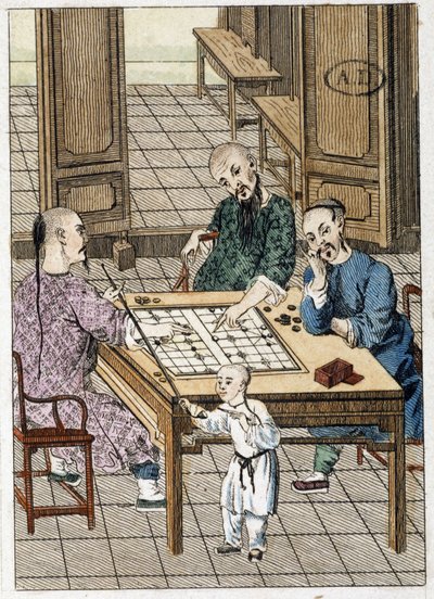 Uomo che gioca a dama (?) e un uomo che fuma - Cina da Unknown artist