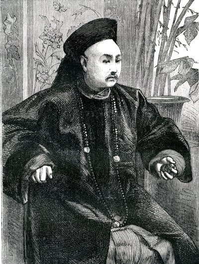 Mandarino Tchung Hao (Chung How), Incisione 1868 da Unknown artist