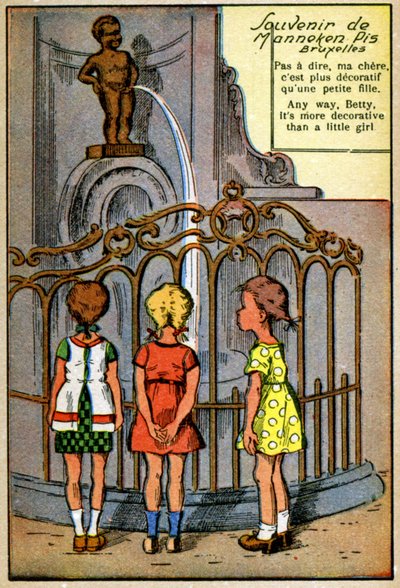 Manneken Pis a Bruxelles, 1950 circa (stampa) da Unknown Artist
