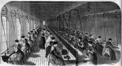 Fabbricazione di penne cementate: operai in un laboratorio di stampa in una fabbrica di Birmingham in "Le Journal Illustré" da Unknown artist