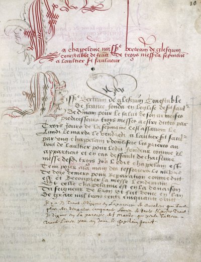 Manoscritto relativo a Du Guesclin (Duguesclin) Biblioteca Municipale di Dinan da Unknown artist