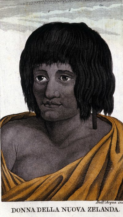 Donna Maori della Nuova Zelanda. Incisione dell