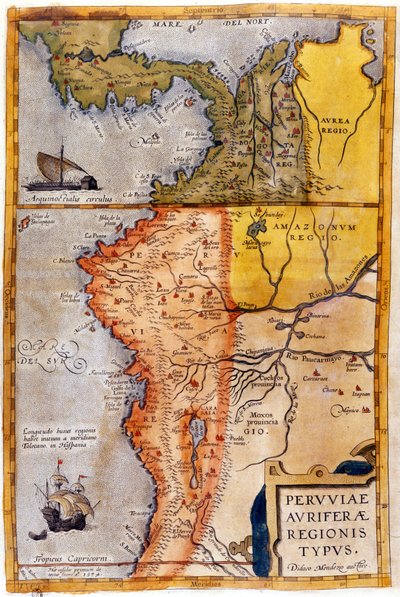 Mappa della Colombia e del Perù. 1590. da Unknown artist