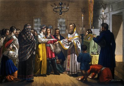 Matrimonio di contadini russi celebrato secondo il rito ortodosso da Unknown artist