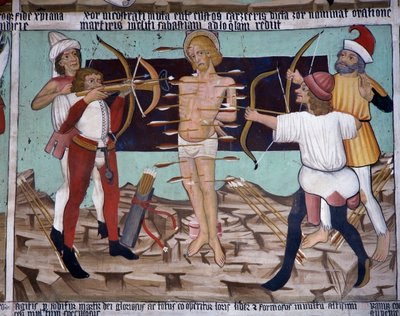 Martirio di San Sebastiano, vita di San Sebastiano (XV secolo), affreschi, Cappella di San Sebastiano, Villard-de-Lans, Rodano-Alpi, Francia da Unknown artist