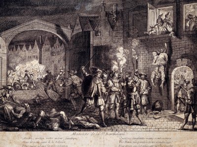 Massacro di San Bartolomeo a Parigi nella notte del 24 agosto 1572. Incisione del XVI secolo. Pau, Museo del Castello da Unknown artist