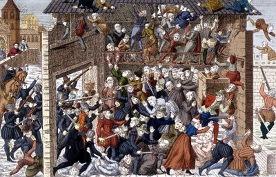 Massacro di Wassy (Vassy) il 1 marzo 1562 sotto Francesco I di Lorena, 2° Duca di Guisa (1519 - 1563) da Unknown artist