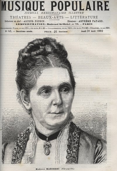 Mathilde Marchesi (1821-1913) mezzosoprano tedesco - incisione in 