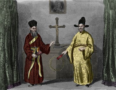 Matteo Ricci con il convertito Paul Ly - Ritratto di Matteo Ricci (1552-1610) (a sinistra), gesuita italiano, e Paul Ly, grande propagatore della fede cristiana in Cina da Unknown artist