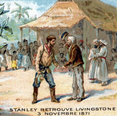 Incontro tra Sir Henry Morton Stanley e David Livingstone nel 1871 da Unknown artist