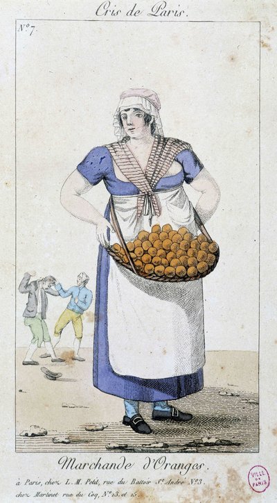 Mercante di arance - in "Cris de Paris", inizio XIX secolo da Unknown artist