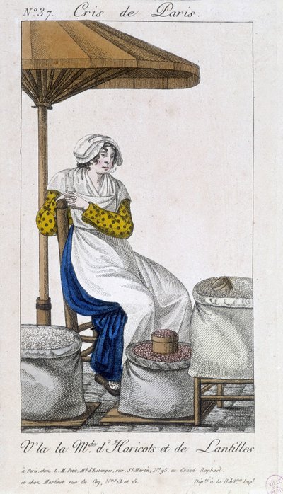 Venditore di fagioli e lenticchie secche - in "Cris de Paris", inizio XIX secolo da Unknown artist