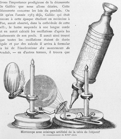 Microscopio con illuminazione artificiale del tavolo all