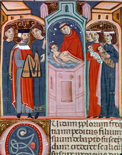 Miniatura scena di battesimo tratta dal Codice di Giustiniano (Codex Justinianus) da Unknown artist