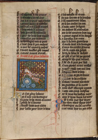 Miniatura di Narciso che ammira il suo riflesso in una fontana, da 