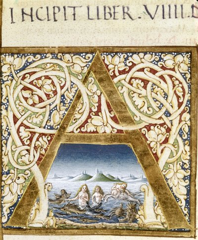Miniatura rappresentante sirene. Lettera 