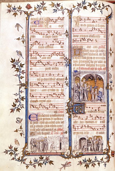 Messale di San Dionigi, circa 1350. Miniatura raffigurante Clotario e Dagoberto da Unknown artist