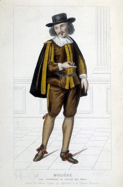 Molière nel ruolo di Sganarelle nella commedia "La scuola dei mariti" da Unknown artist