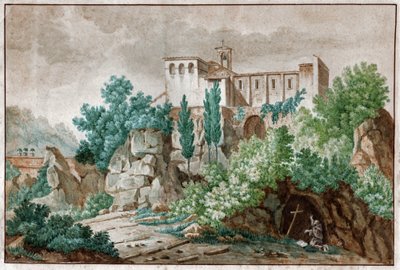 Monastero in Italia (acquerello, circa 1850) da Unknown artist