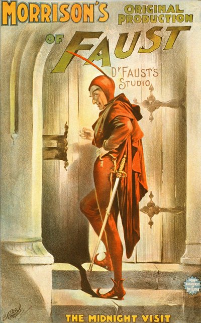 Produzione originale di Faust di Morrison: la visita di mezzanotte - manifesto per uno spettacolo: illustrazione della visita di Faust da Unknown artist