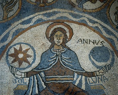 Pavimento a mosaico che raffigura i mesi dell