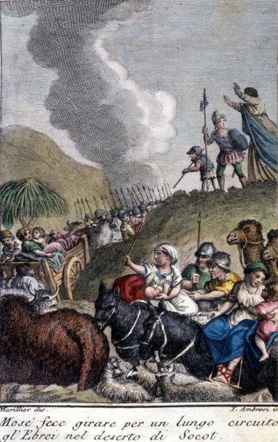 Mosè guidò il popolo ebraico nel deserto di Socot per lungo tempo. da Unknown artist