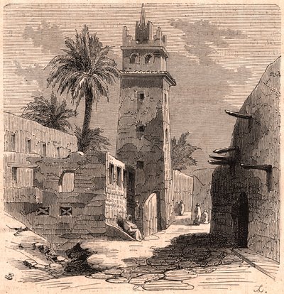 Moschea nella vecchia Biskra (Biskra) in Algeria nel 1866 da Unknown