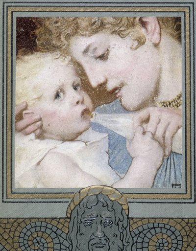 Madre che dà il biberon al suo bambino - XIX secolo da Unknown artist