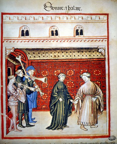 Musicisti e ballerini, in Tacuinum Sanitatis da Unknown artist