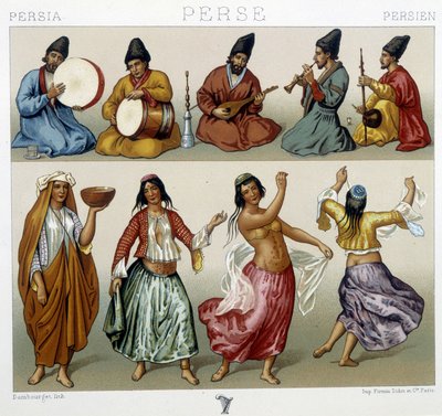 Musicisti e danzatori in Persia - in "Il costume storico" di Racinet da Unknown artist
