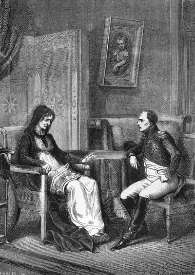 Napoleone I consulta sua madre, Laetitia Bonaparte (Letizia Maria Ramolino) (1750-1836) prima di lasciare l