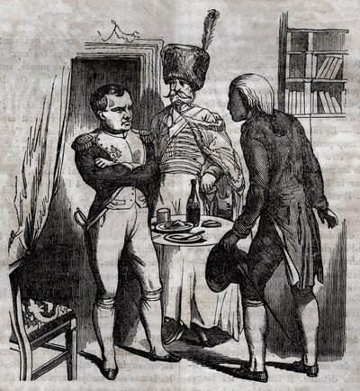 Napoleone I in presenza di Jean Nicolas Corvisart (1755-1821) medico. Incisione inglese in "La Santé Universelle - Guide Médical des Familles" 1852 da Unknown artist