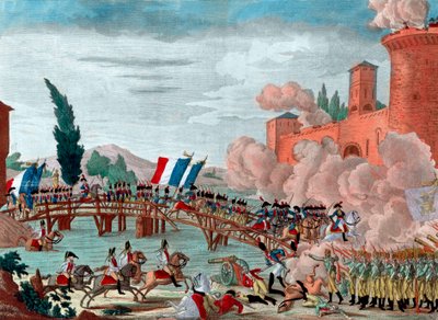 Napoleone guida il suo esercito attraverso il ponte di Lodi - Passaggio del ponte di Lodi in Italia dall