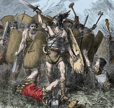 Narses sconfigge gli Ostrogoti - Invasioni barbariche: Narses (478-573) generale bizantino, eunuco, dell