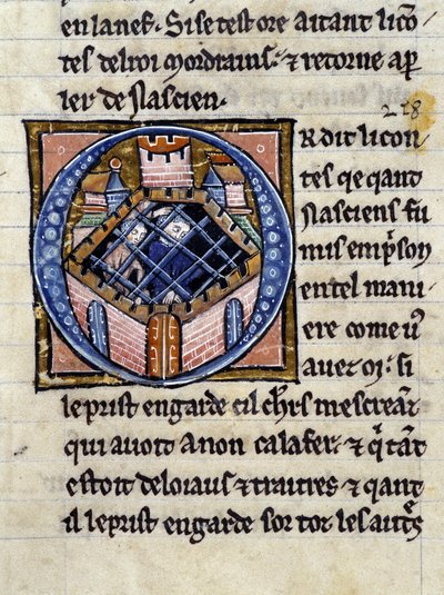 Nascion in prigione. Manoscritto: Conquista del Santo Graal, scritto 717 anni dopo la passione del nostro Signore. Biblioteca municipale di Rennes, ms. 255 (Collezione di romanzi della Tavola Rotonda); Parigi da Unknown artist