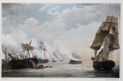Battaglia navale tra la nave francese "Formidable" e le navi inglesi "Cesar", "Spencer", "Venerable" e la fregata "Thames" prima di Cadice il 13 luglio da Unknown artist