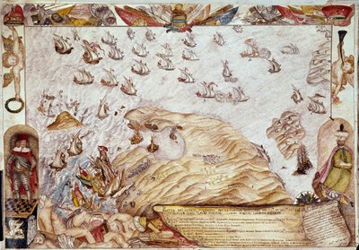 Battaglia navale tra le flotte turca e veneziana nel 1661 da Unknown artist