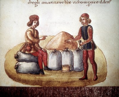 Negoziazione dei prezzi del grano. Manoscritto del XV secolo. Biblioteca Nazionale di Firenze da Unknown artist