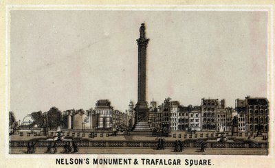 Monumento di Nelson e Trafalgar Square, Edimburgo in Scozia, Regno Unito. Cromolitografia della fine del XIX secolo da Unknown artist