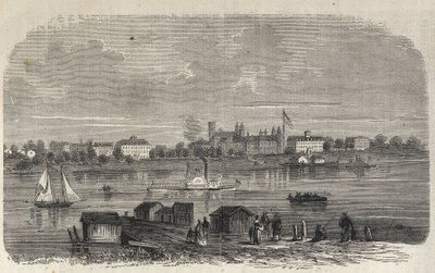 New York State - Emigration Commission Establishment - Ward Island - Incisione in 