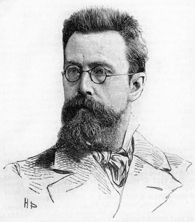 Nikolai Rimsky-Korsakov (1844-1908), compositore russo. Incisione del 1889 da Unknown artist