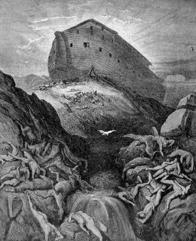 Noè manda una colomba sulla Terra, secondo la Genesi. Incisione del XIX secolo da Unknown artist
